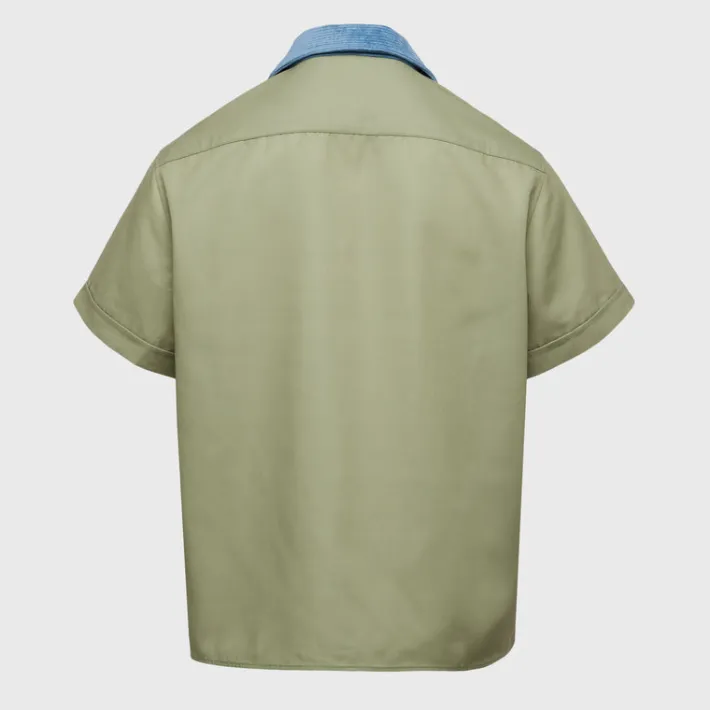 Online Homme + Femme Paneled Corduroy Shirt Sage