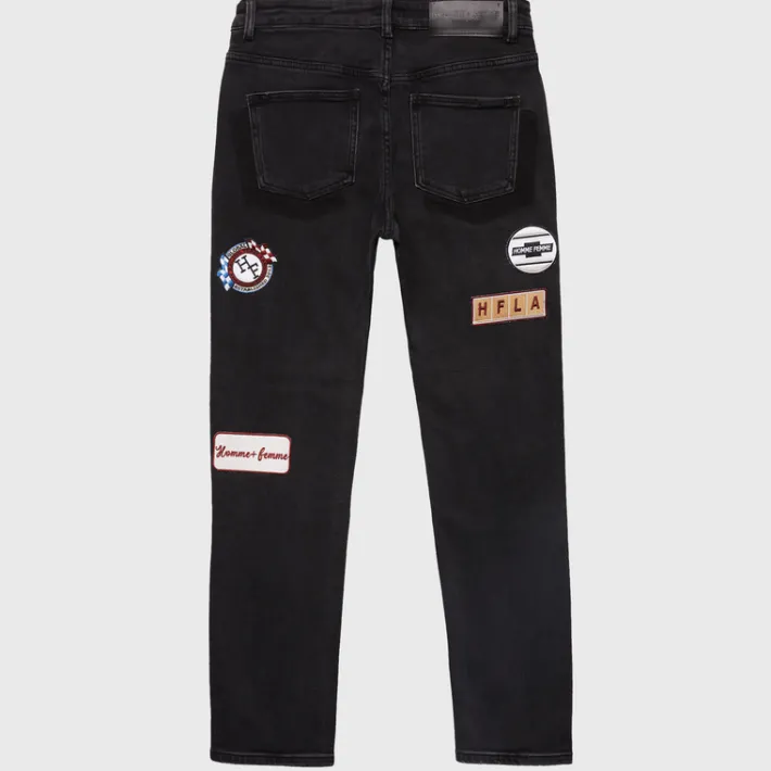 Online Homme + Femme Patchwork Denim Pant Black