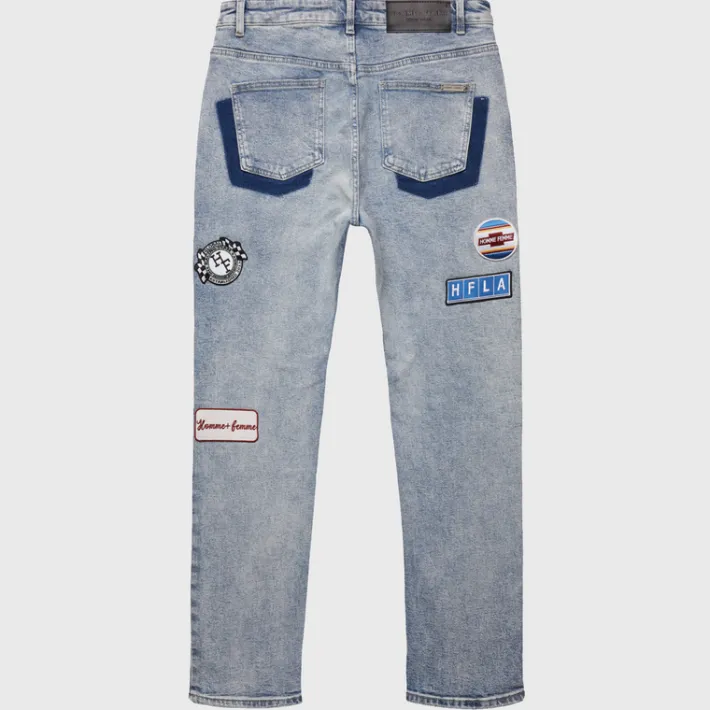 Outlet Homme + Femme Patchwork Denim Pant Blue