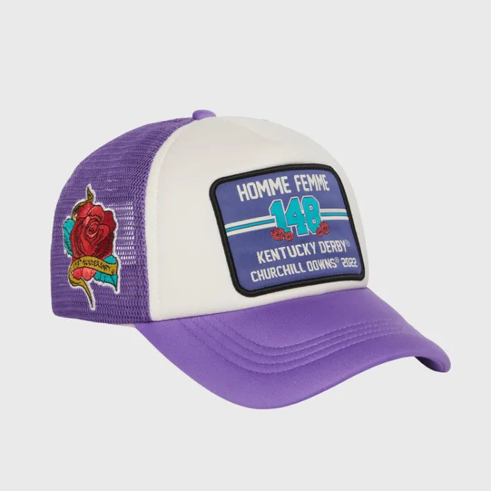 New Homme + Femme Patchwork Trucker Hat Purple