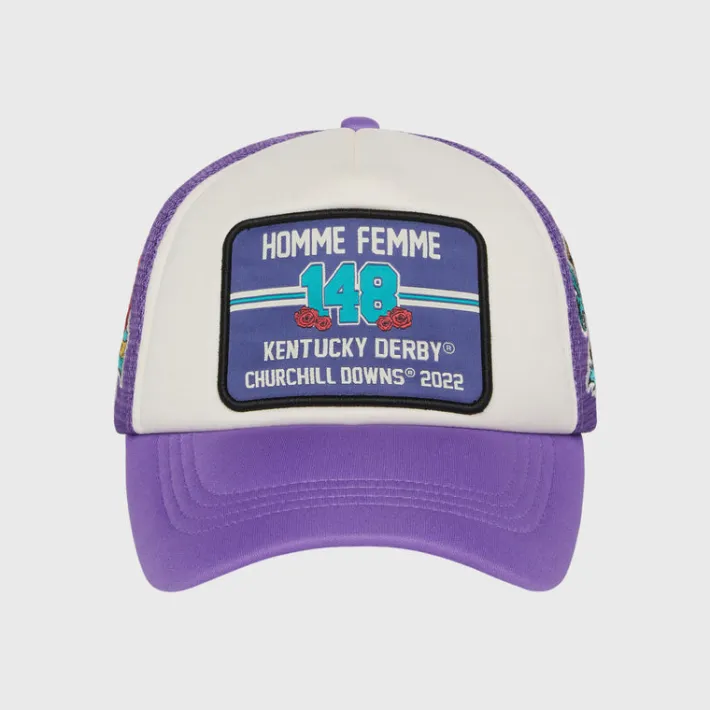 New Homme + Femme Patchwork Trucker Hat Purple