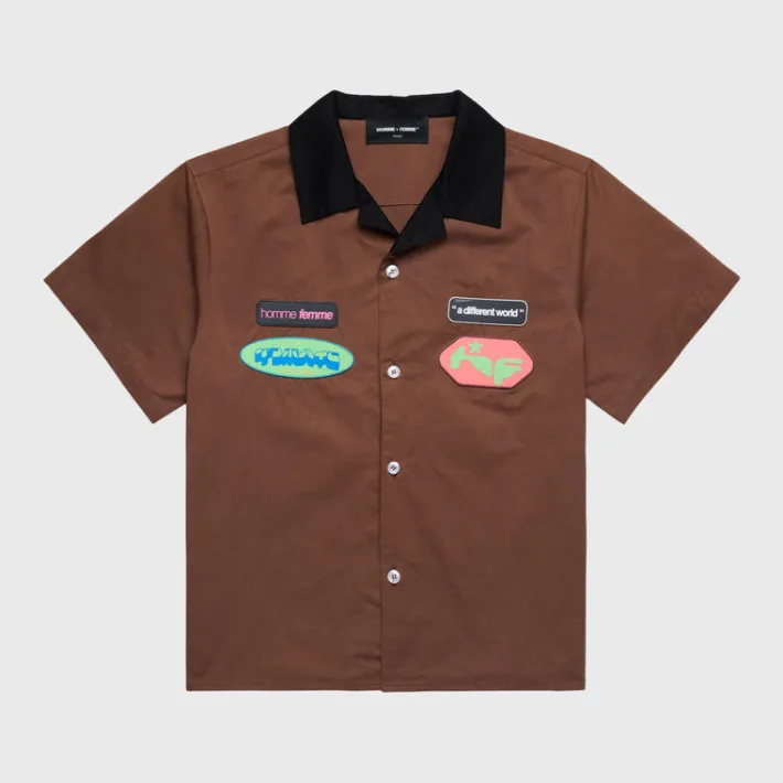 Hot Homme + Femme Performance Ultra Button Down Brown