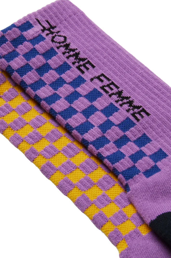 Best Homme + Femme Racing Crew Checkered Socks Purple