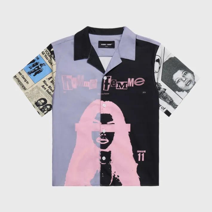 New Homme + Femme Ransom Button Down Black and Purple