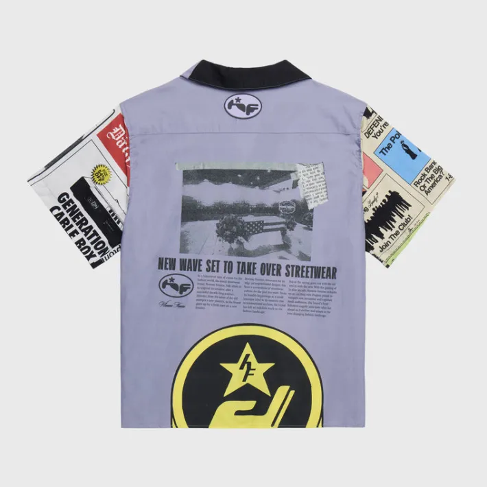 New Homme + Femme Ransom Button Down Black and Purple
