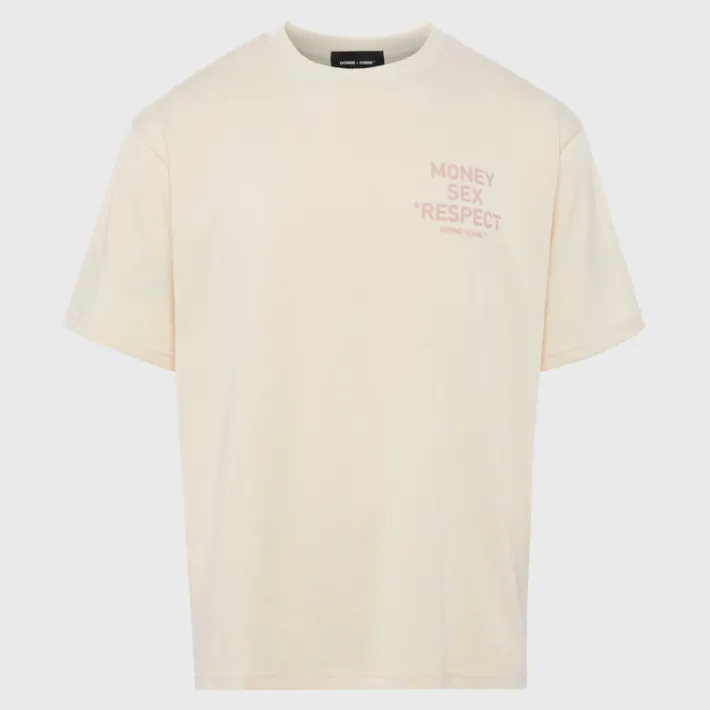 Clearance Homme + Femme Respect Tee Cream and Pink