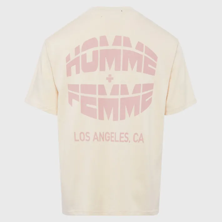 Clearance Homme + Femme Respect Tee Cream and Pink