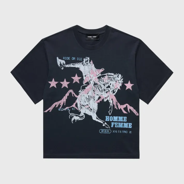 Discount Homme + Femme Ride Or Die Cropped Tee Black