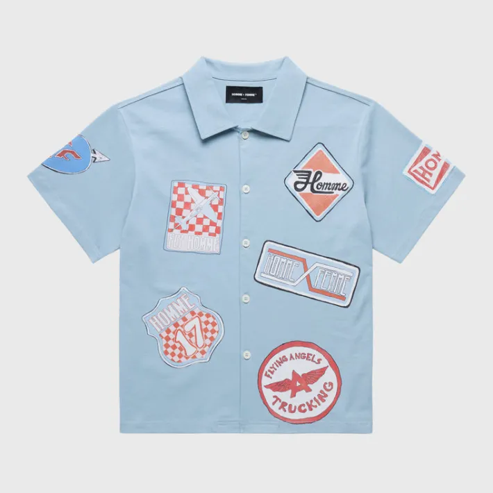 Clearance Homme + Femme Road Trip Button Down Baby Blue