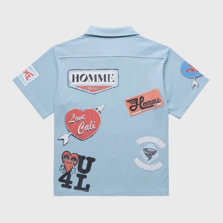 Clearance Homme + Femme Road Trip Button Down Baby Blue