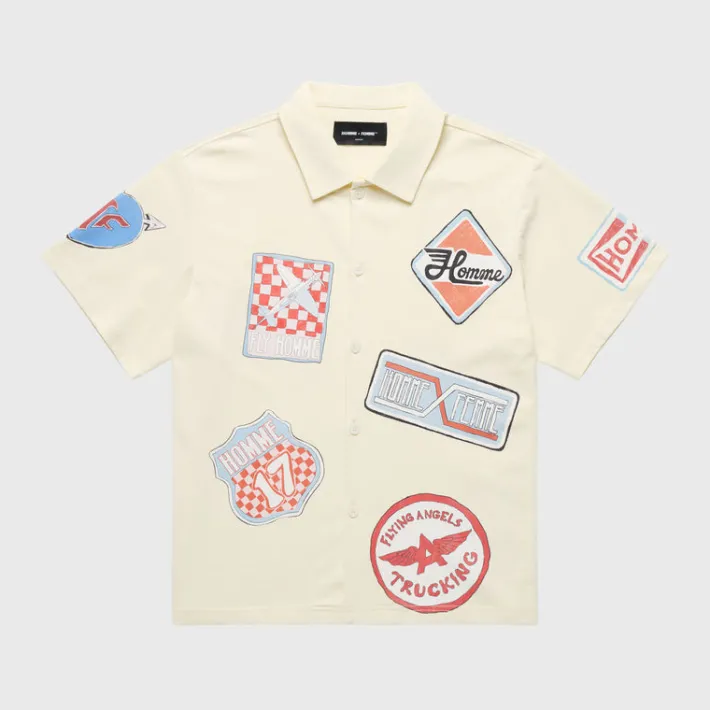 Fashion Homme + Femme Road Trip Button Down Off White