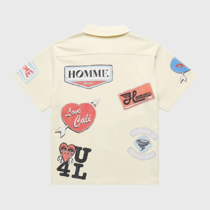 Fashion Homme + Femme Road Trip Button Down Off White