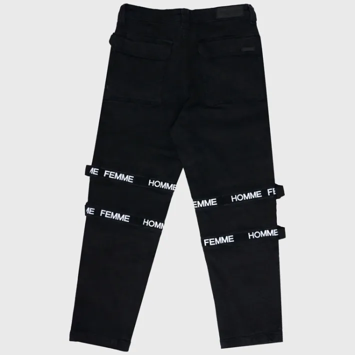 Hot Homme + Femme Strapped Cargo Denim Black