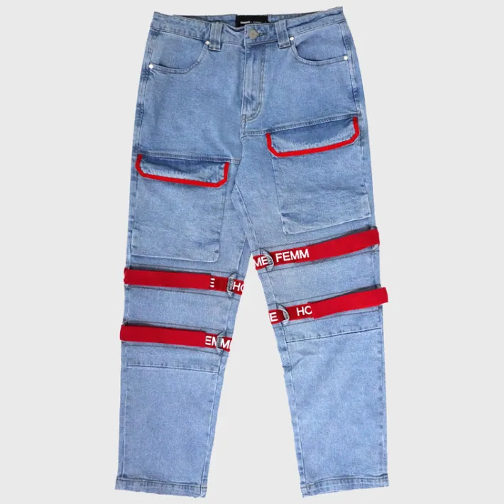 Hot Homme + Femme Strapped Cargo Denim Blue