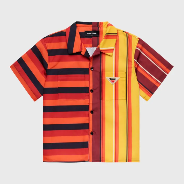 Clearance Homme + Femme Stripe Split Button Down Yellow