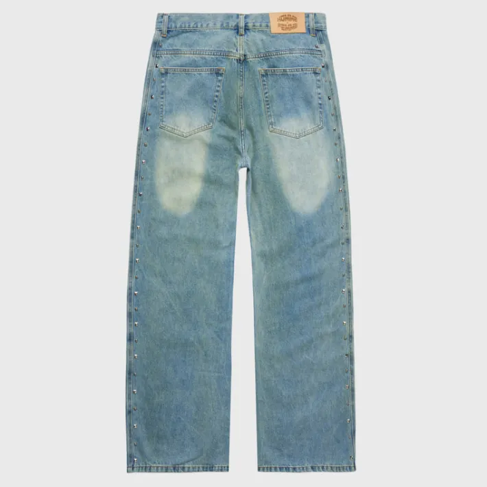 New Homme + Femme Studded Denim Jeans Blue
