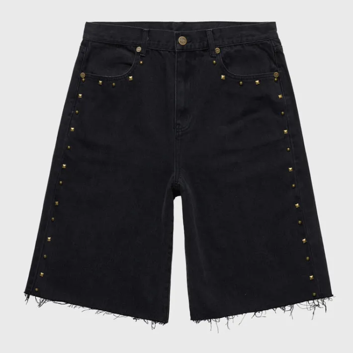 Hot Homme + Femme Studded Denim Shorts Black