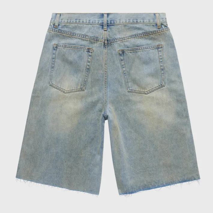 Fashion Homme + Femme Studded Denim Shorts Blue