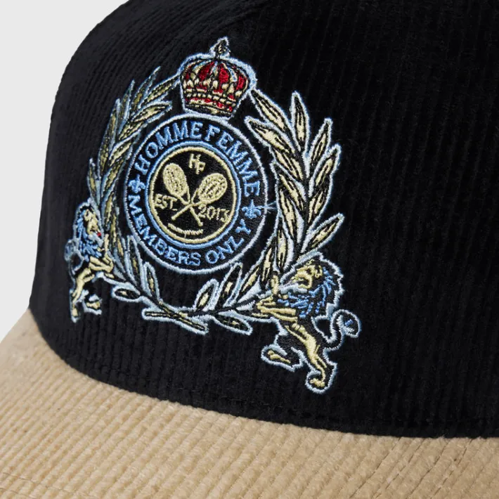 Fashion Homme + Femme Tennis Crest Corduroy Hat Black