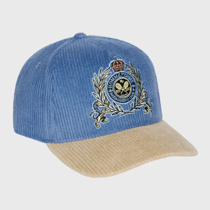 New Homme + Femme Tennis Crest Corduroy Hat Blue