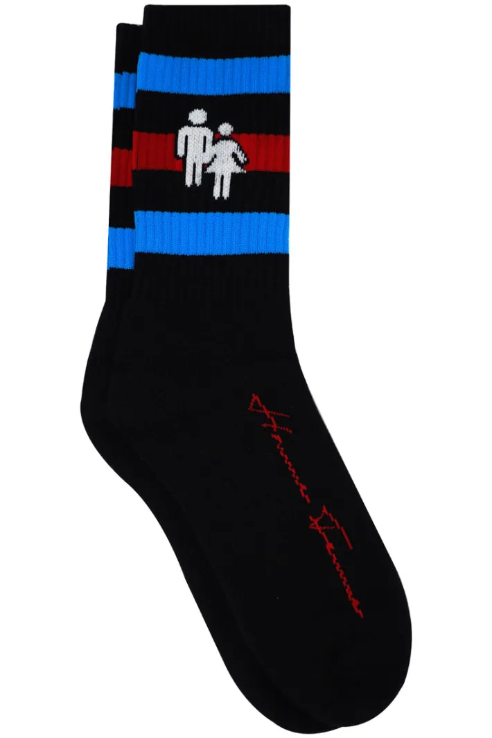 Hot Homme + Femme Trademark Socks Black With Blue and Red Stripes