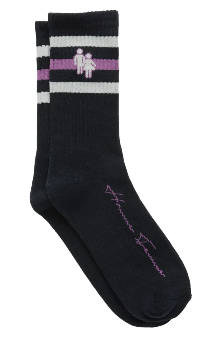 Fashion Homme + Femme Trademark Socks Black with Purple and White