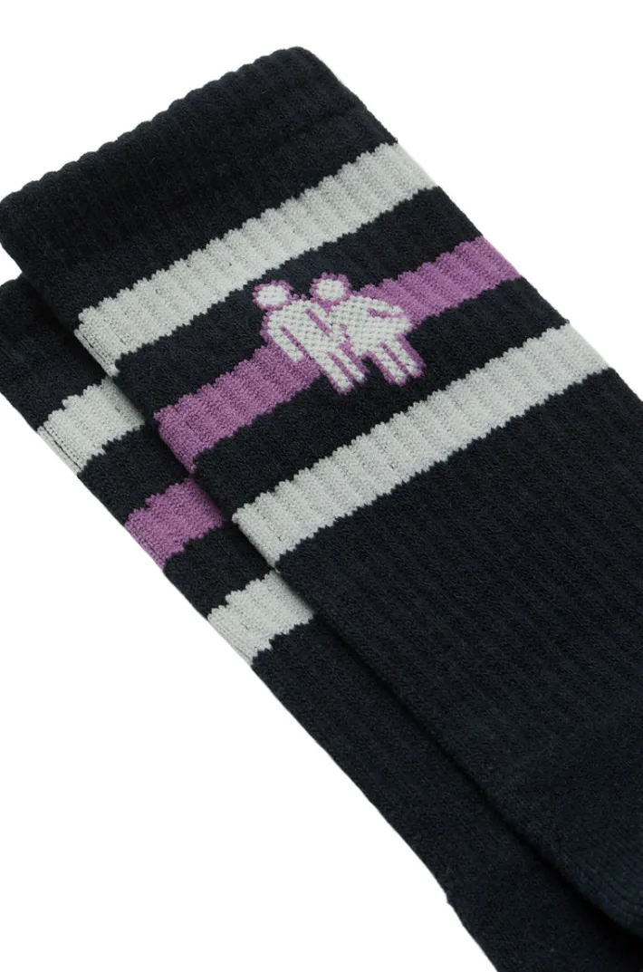 Fashion Homme + Femme Trademark Socks Black with Purple and White