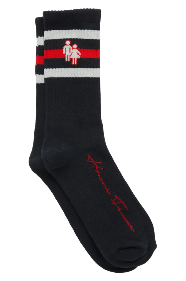 Online Homme + Femme Trademark Socks Black with Red and Grey