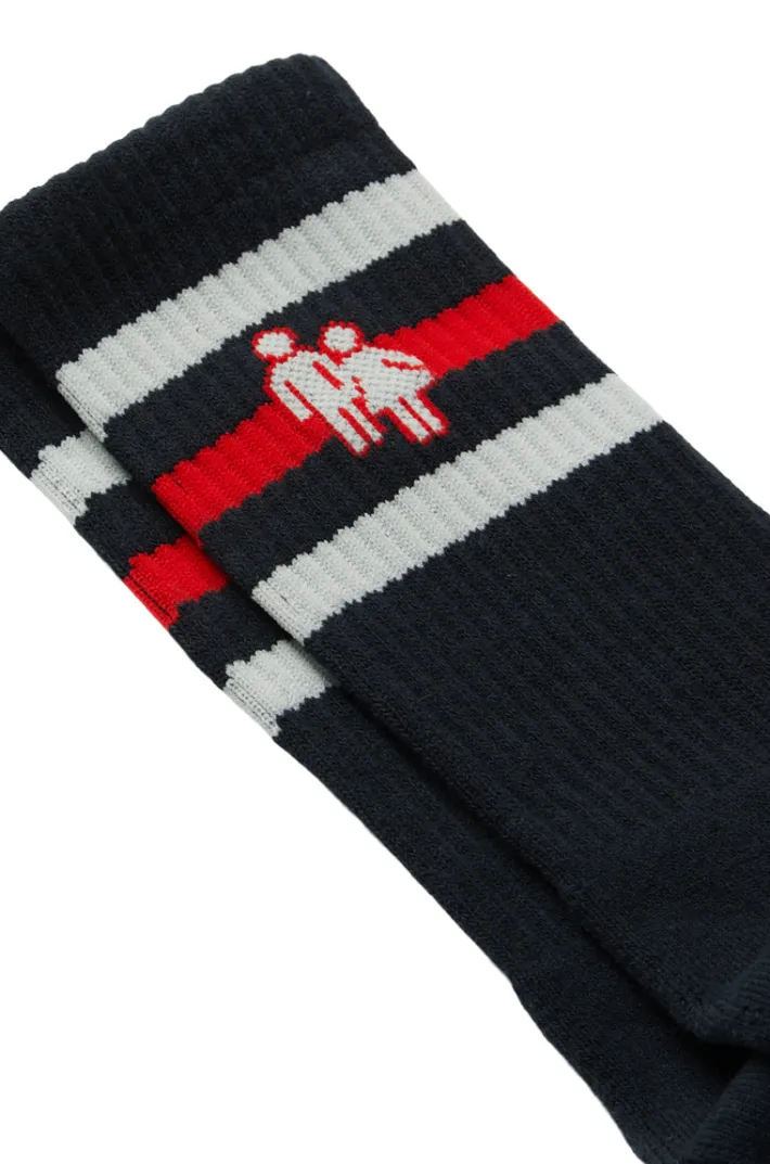 Online Homme + Femme Trademark Socks Black with Red and Grey