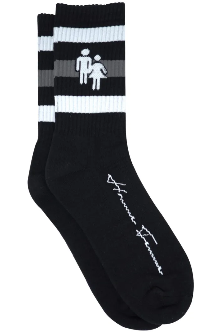 Hot Homme + Femme Trademark Socks Black With White and Grey Stripes