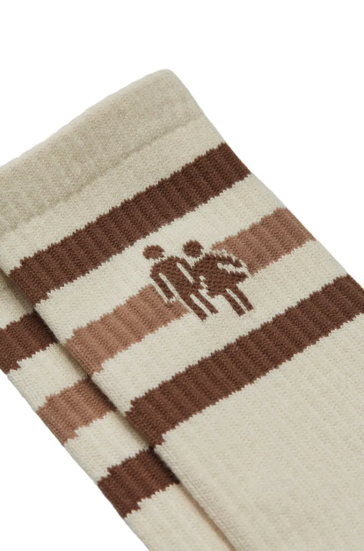 Outlet Homme + Femme Trademark Socks Cream with Brown Man and Woman Logo