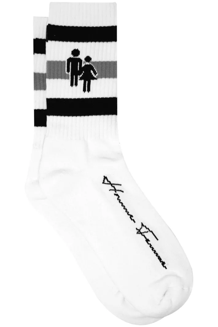 Clearance Homme + Femme Trademark Socks White With Black and Grey Stripes