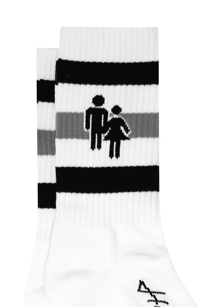 Clearance Homme + Femme Trademark Socks White With Black and Grey Stripes