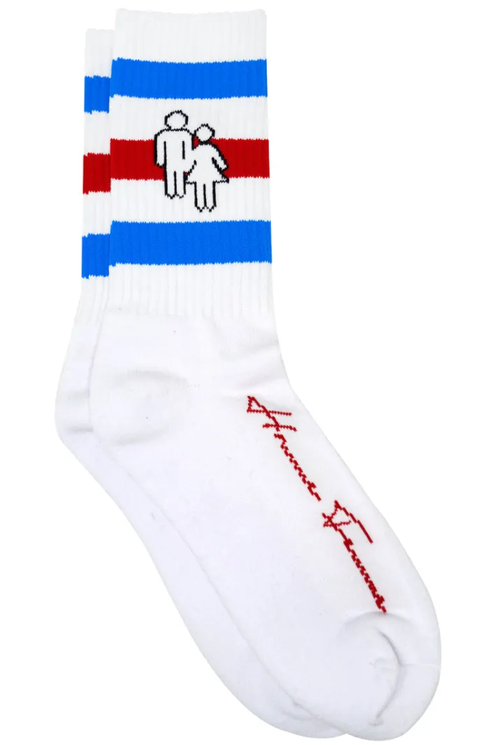 Best Homme + Femme Trademark Socks White With Red and Blue Stripes