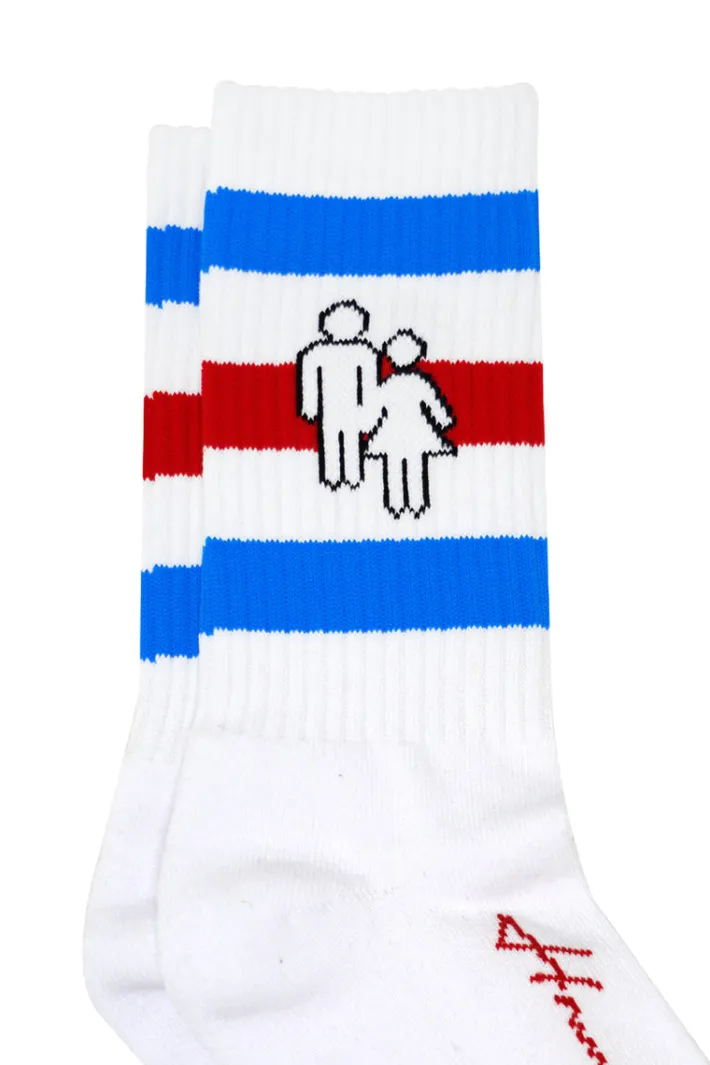 Best Homme + Femme Trademark Socks White With Red and Blue Stripes