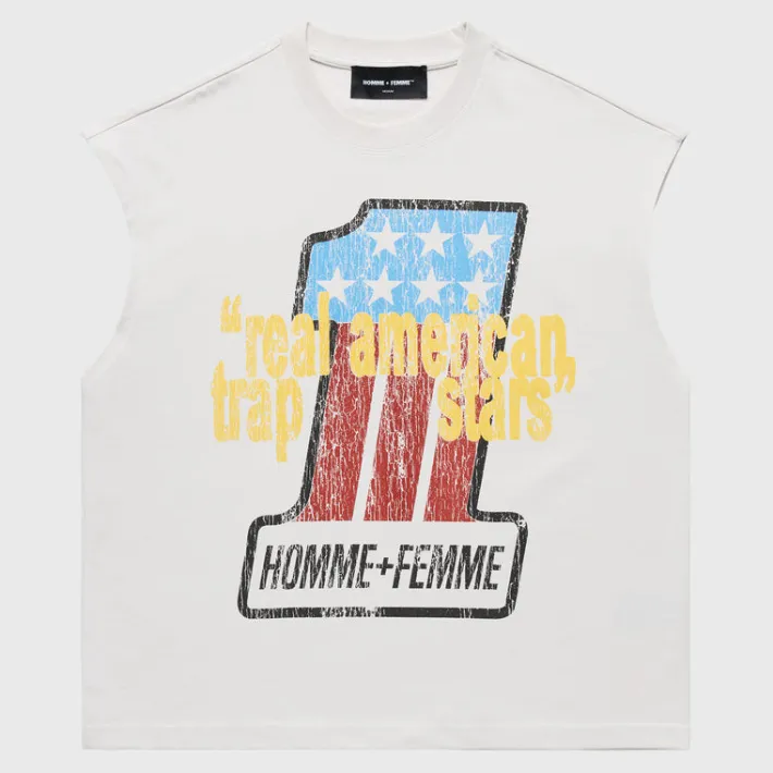 Discount Homme + Femme Trap Star Cut off Tee Off White