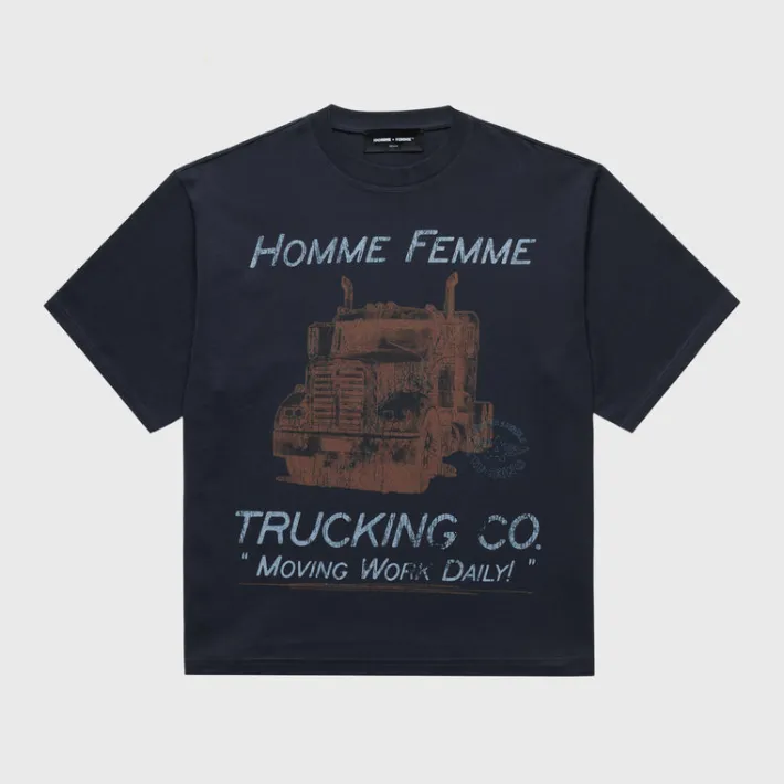 Clearance Homme + Femme Trucking Co. Cropped Tee Black