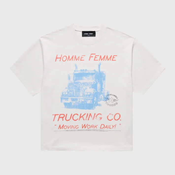 Fashion Homme + Femme Trucking Co. Cropped Tee White