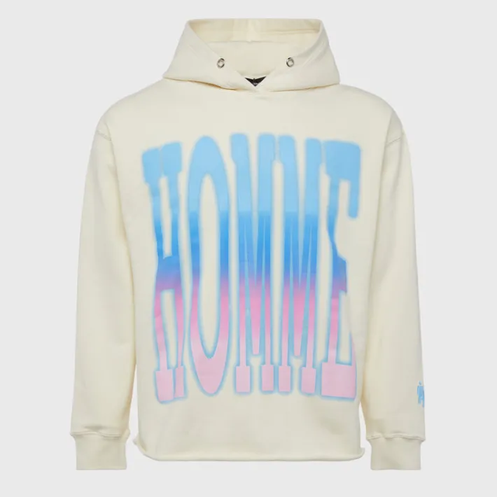 Hot Homme + Femme Twilight Hoodie Cream with Blue to Pink Gradient