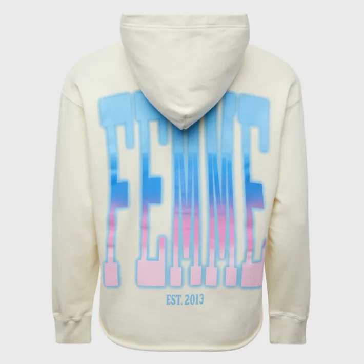 Hot Homme + Femme Twilight Hoodie Cream with Blue to Pink Gradient