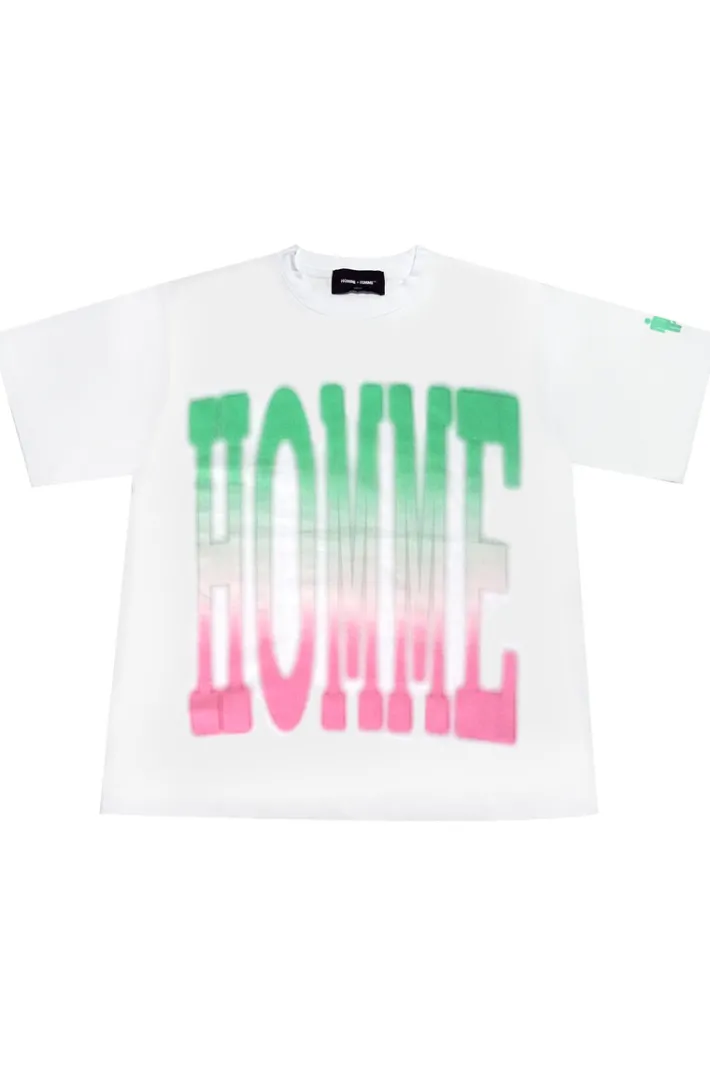 Best Homme + Femme Twilight Tee White with Pink and Green