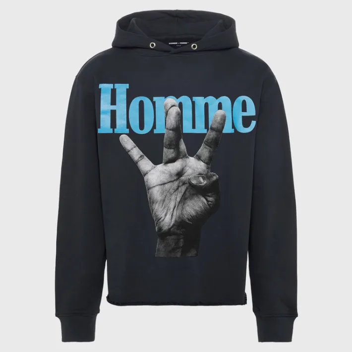 Discount Homme + Femme Twisted Fingers Hoodie Black with Blue and Pink