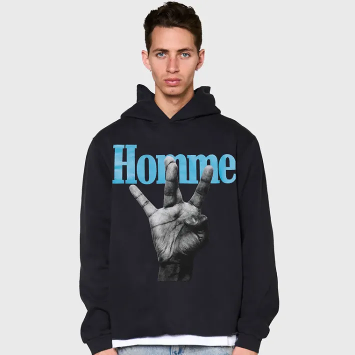 Discount Homme + Femme Twisted Fingers Hoodie Black with Blue and Pink