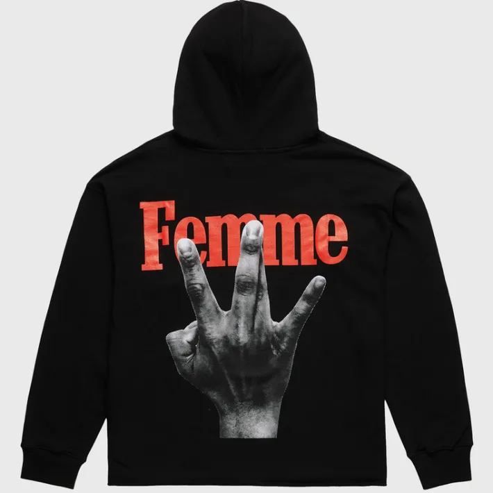 Clearance Homme + Femme Twisted Fingers Hoodie Black with Blue and Red