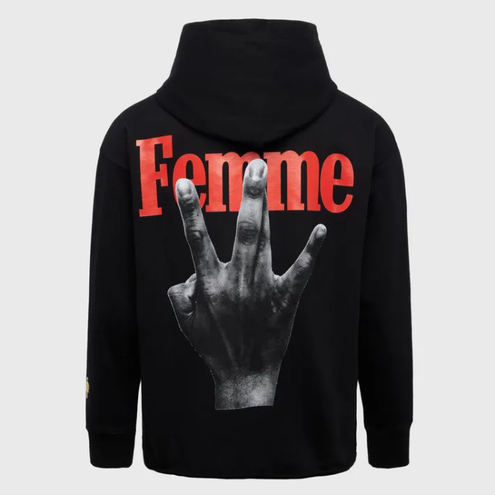 Sale Homme + Femme Twisted Fingers Hoodie Black with Cream and Red
