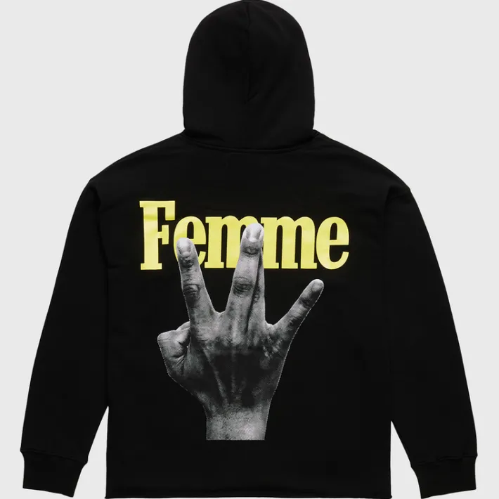 Clearance Homme + Femme Twisted Fingers Hoodie Black with Orange and Yellow