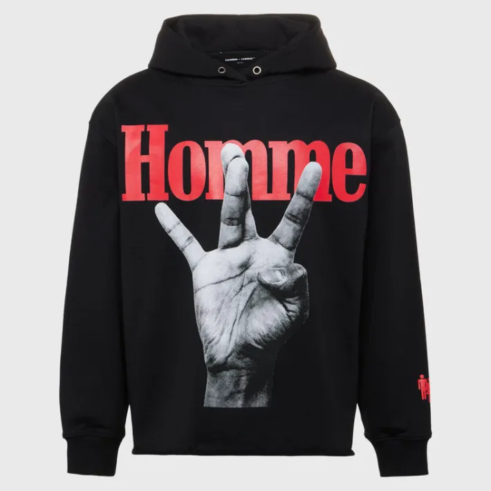 Hot Homme + Femme Twisted Fingers Hoodie Black with Red and Blue