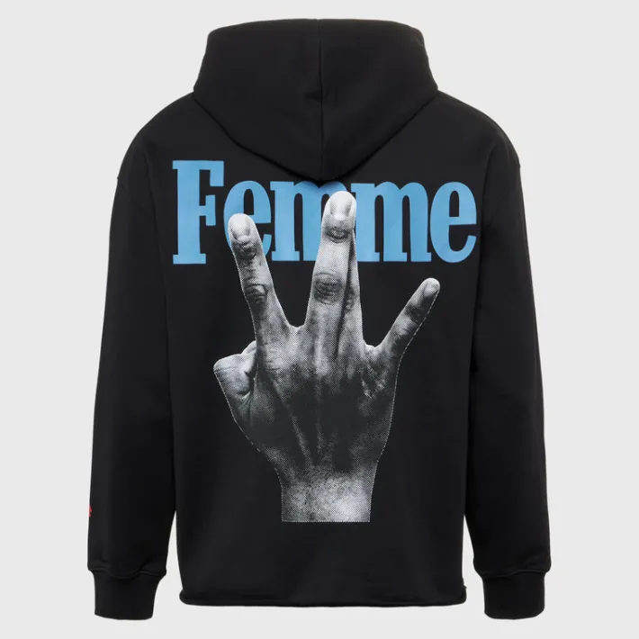 Hot Homme + Femme Twisted Fingers Hoodie Black with Red and Blue
