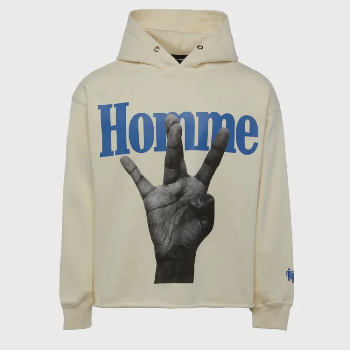 Best Homme + Femme Twisted Fingers Hoodie Cream with Blue and Red