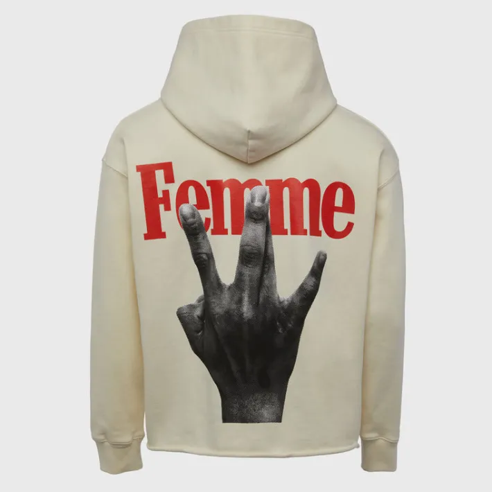 Best Homme + Femme Twisted Fingers Hoodie Cream with Blue and Red